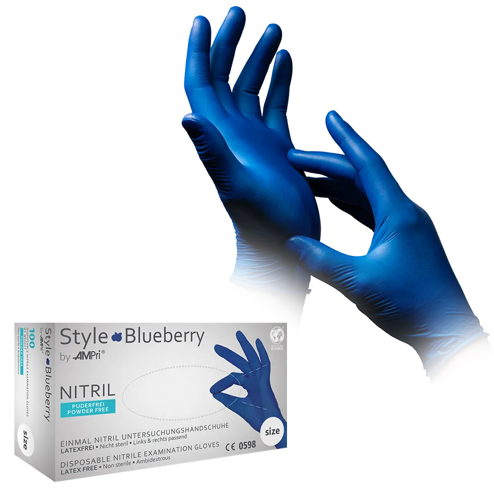 Nitrilhandschuhe, dunkelblau, blau, Größe S, puderfrei, Style blueberry by Med-Comfort