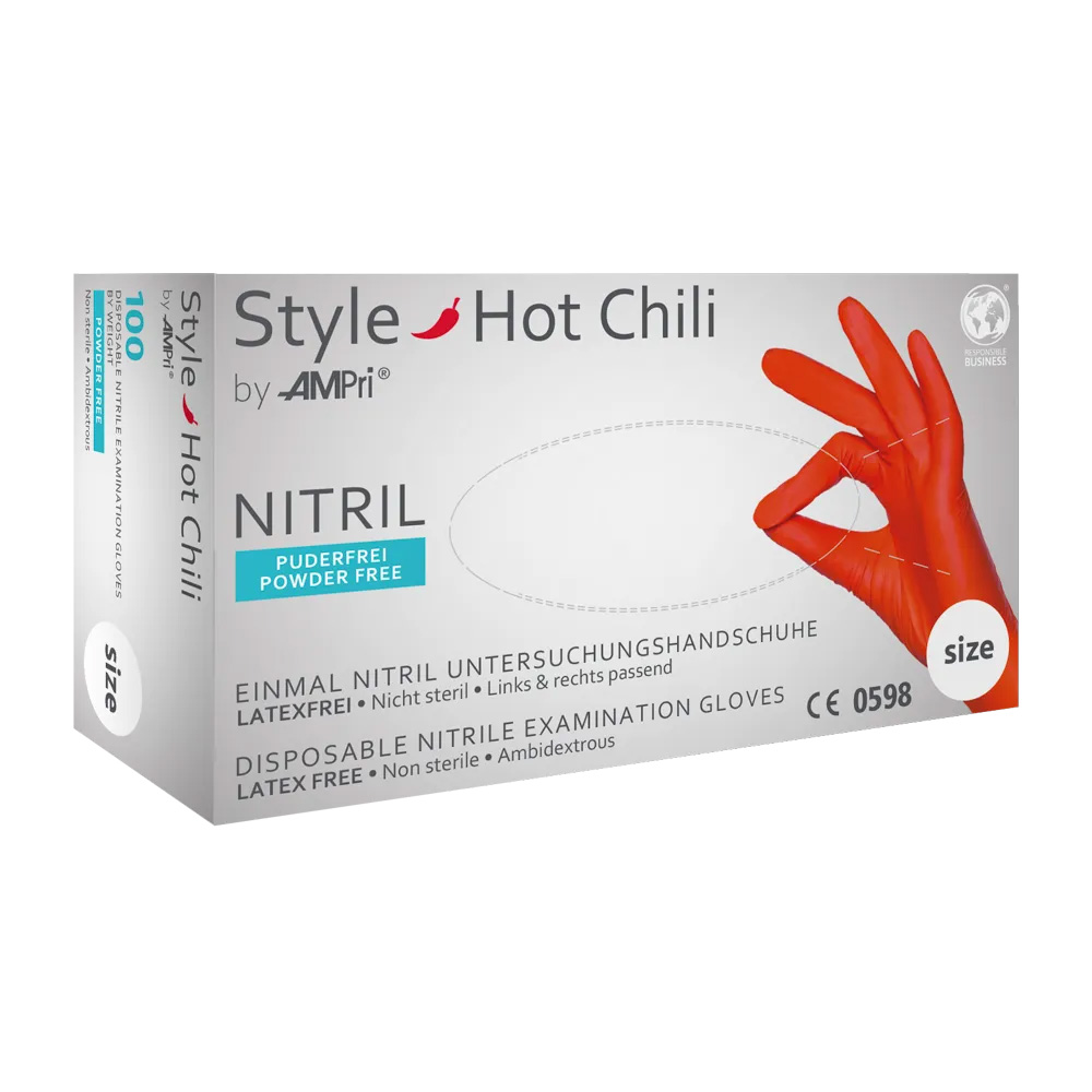 Nitrilhandschuhe, rot, Größe M, puderfrei, Style Hot Chili by Med-Comfort Nitrilhandschuhe, rot, Größe M, puderfrei, Style Hot Chili by Med-Comfort