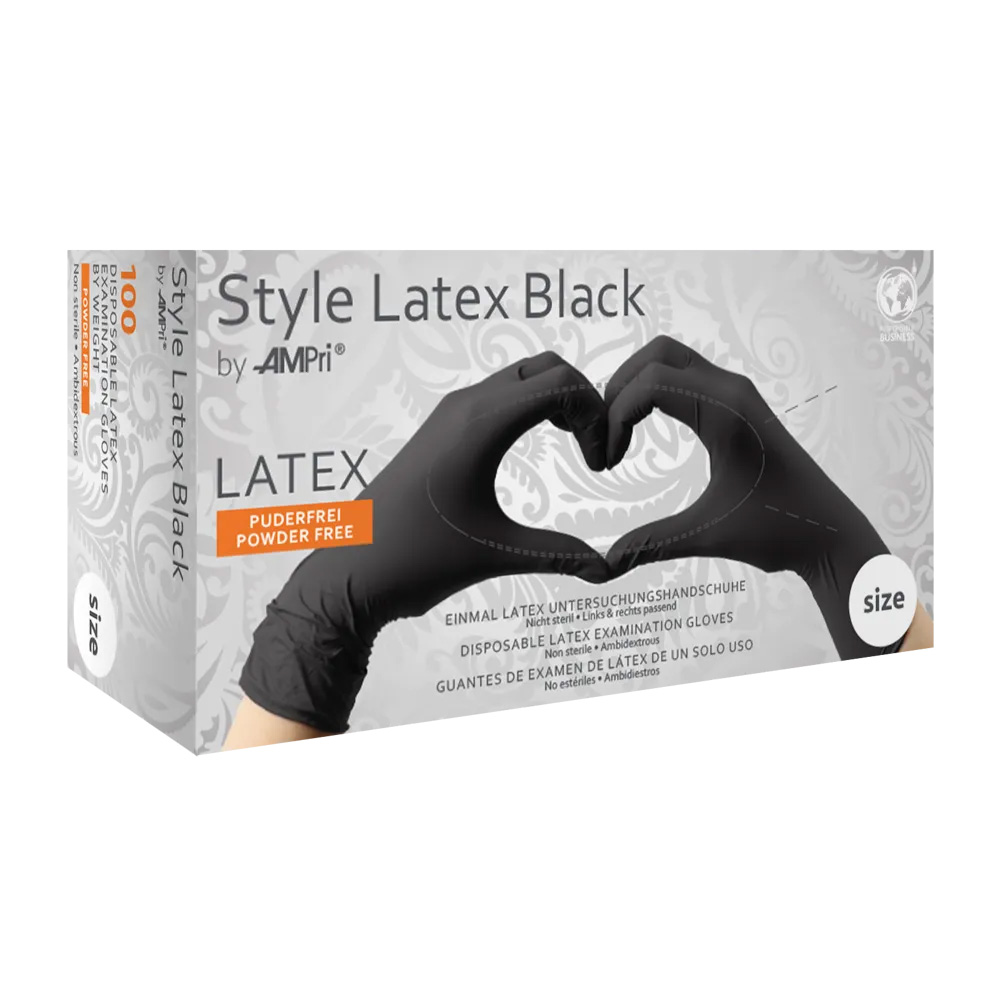 Latexhandschuhe, schwarz, Größe M, puderfrei, Style Latex Black Latexhandschuhe, schwarz, Größe M, puderfrei, Style Latex Black