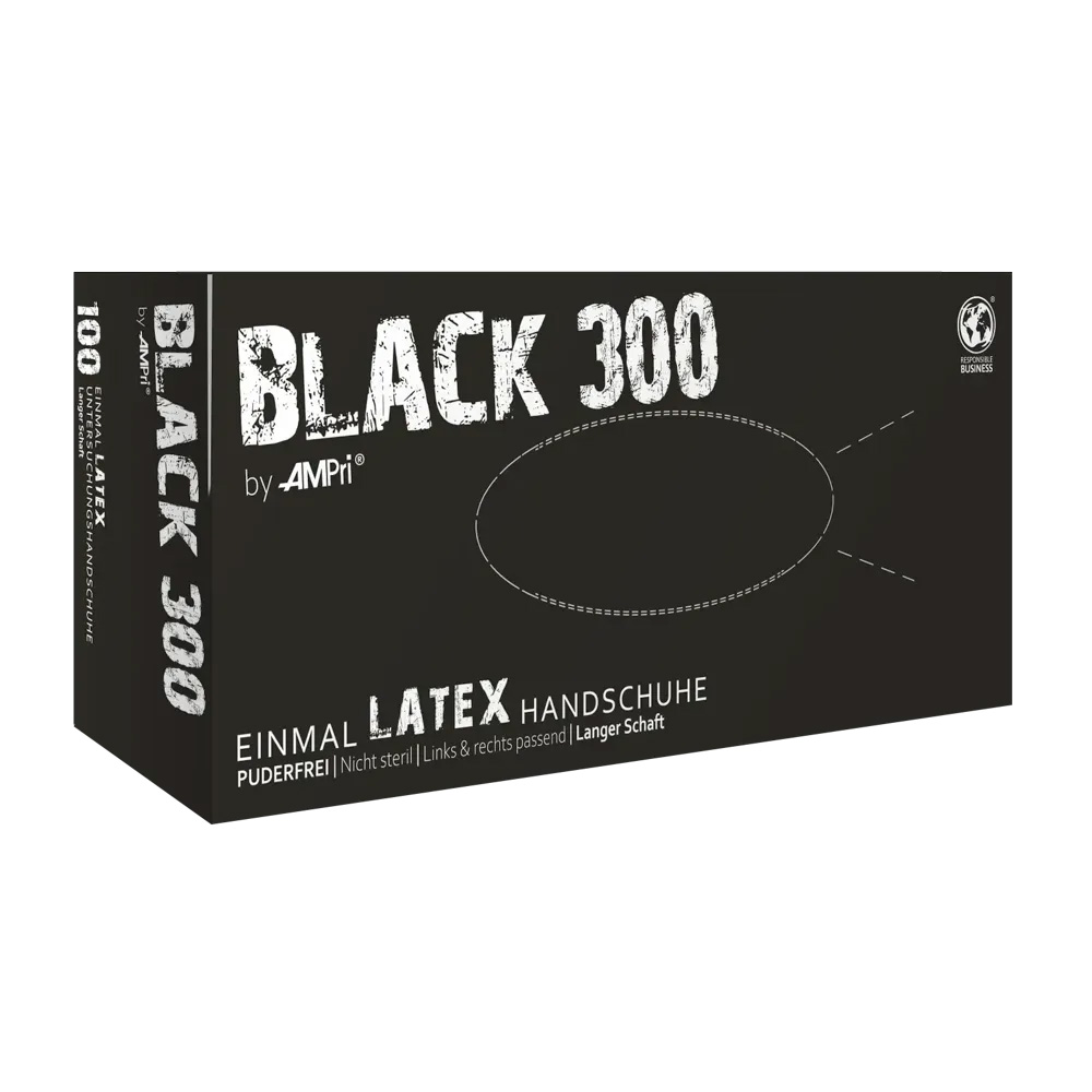 Latexhandschuhe mit Überlänge schwarz, Größe S, puderfrei, Black 300 Latex Latexhandschuhe mit Überlänge schwarz, Größe S, puderfrei, Black 300 Latex