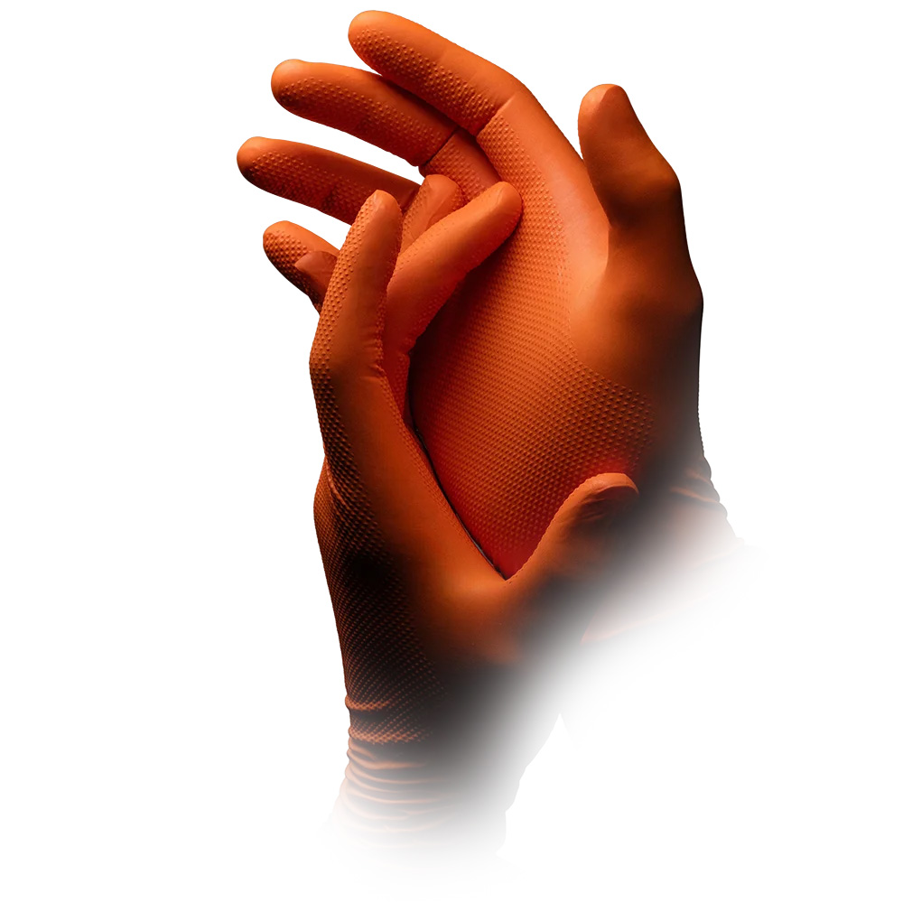 High Grip Einmalhandschuh aus Nitril, Größe L, orange, SolidSafety High Grip Einmalhandschuh aus Nitril, Größe L, orange, SolidSafety