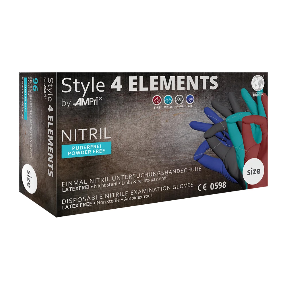 Nitrilhandschuhe, bunt, Farbenmix, Größe XS, puderfrei, Style 4 Elements by AMPri Nitrilhandschuhe, bunt, Farbenmix, Größe XS, puderfrei, Style 4 Elements by AMPri