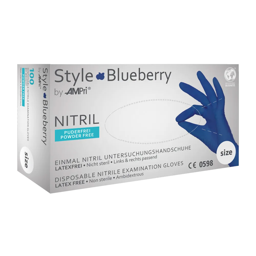 Nitrilhandschuhe, dunkelblau, blau, Größe S, puderfrei, Style blueberry by Med-Comfort