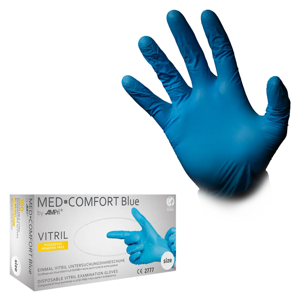 Vitrilhandschuhe, blau, Größe S, puderfrei, Med-Comfort blue Vitril Vitrilhandschuhe, blau, Größe S, puderfrei, Med-Comfort blue Vitril