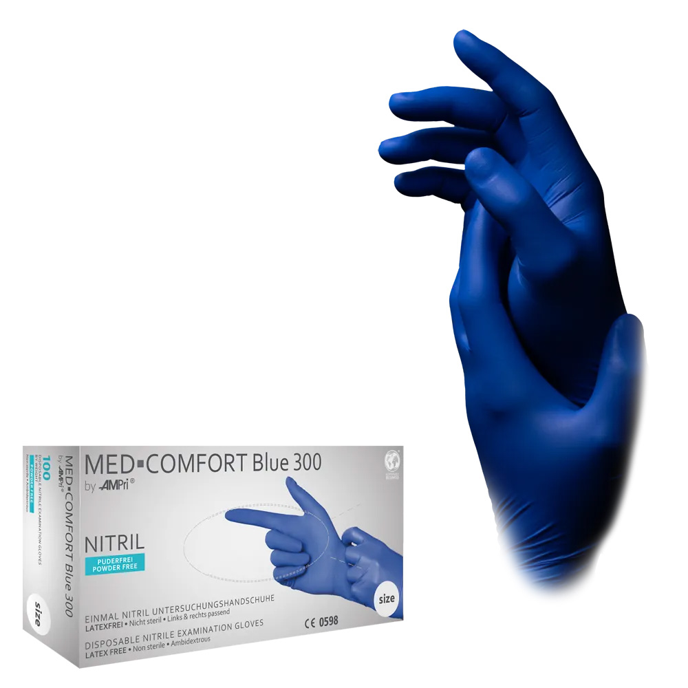 Lange Nitrilhandschuhe, blau, Größe S, puderfrei, Med-Comfort blue 300