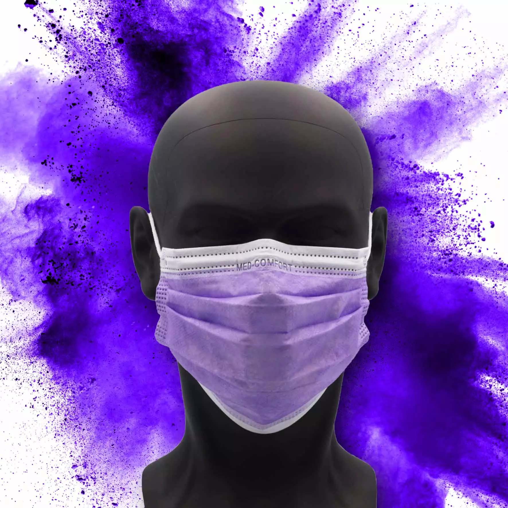 Farbige OP-Maske, lila, Typ IIR, 3-Lagig, latexfrei, 50 Stück, Einwegmaske, Medizinischer Mundschutz, MNS, Mund-Nasenschutz, Einmalmaske, Schutzmaske
