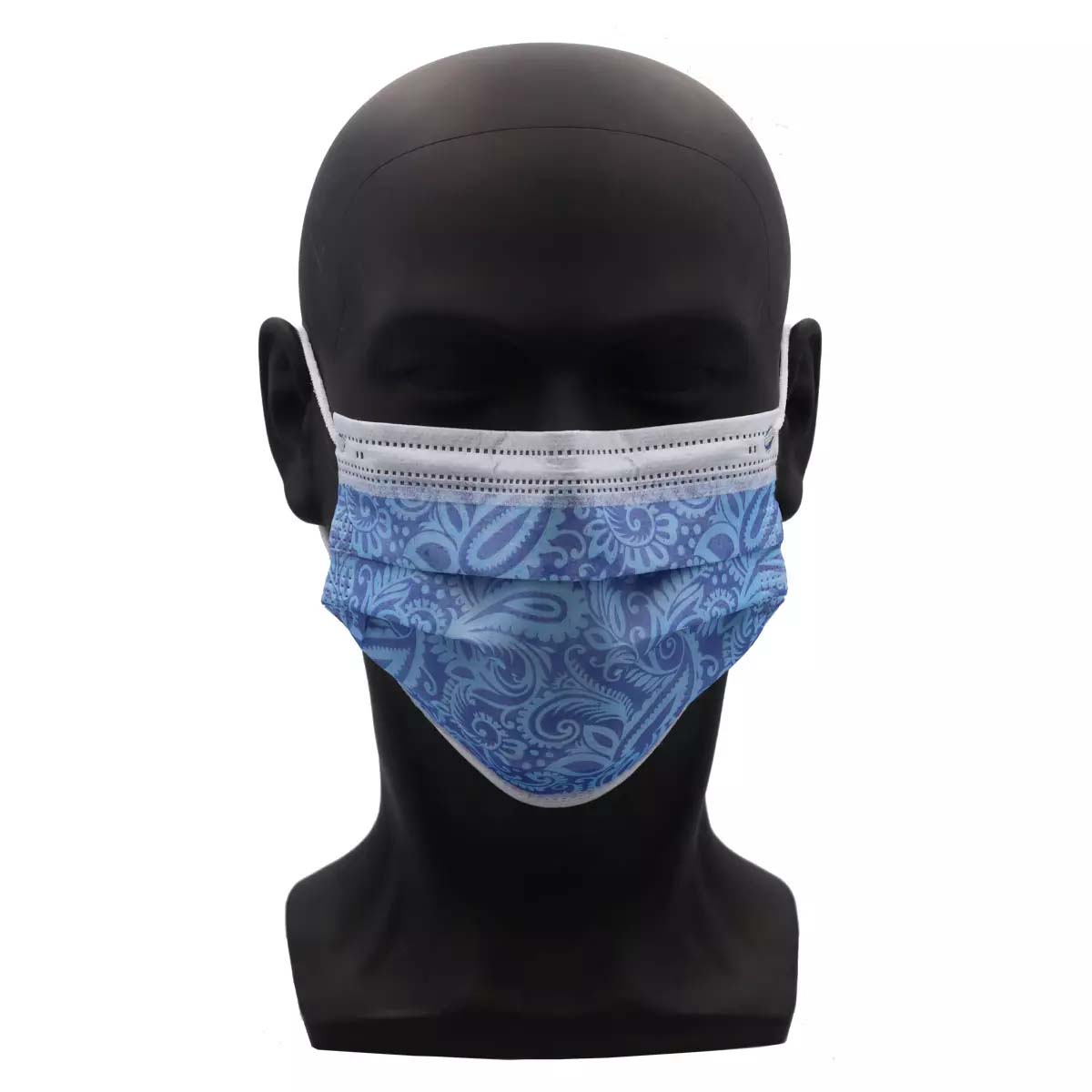 Farbige OP-Maske, dunkelblau gemustert, Typ IIR, 3-Lagig, latexfrei, 50 Stück, Einwegmaske, Medizinischer Mundschutz, MNS, Mund-Nasenschutz, Einmalmaske, Schutzmaske