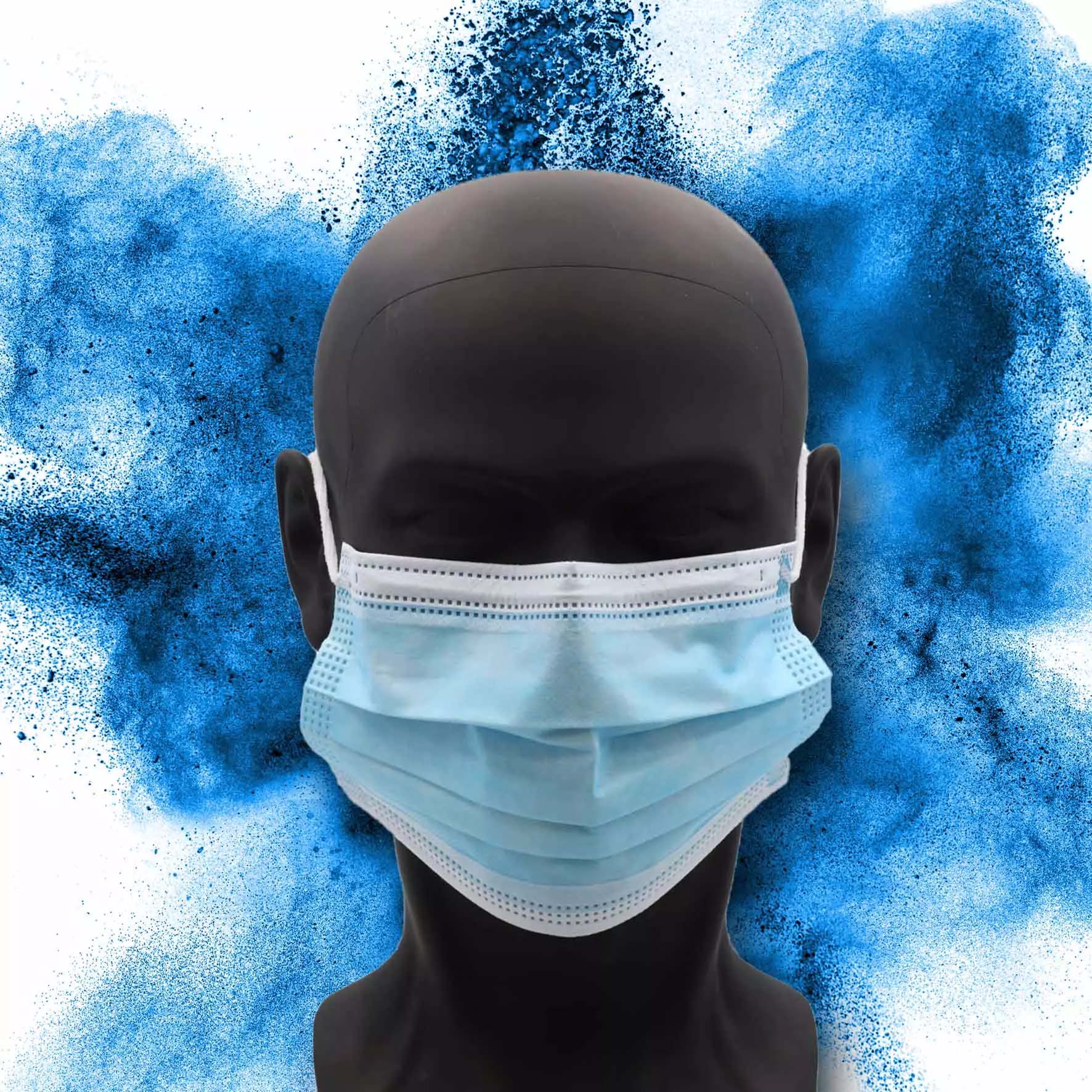OP-Maske, blau, Typ II, 3-Lagig, latexfrei, 50 Stück, ECO-PLUS, Einwegmaske, Medizinischer Mundschutz, MNS, Mund-Nasenschutz, Einmalmaske, Schutzmaske