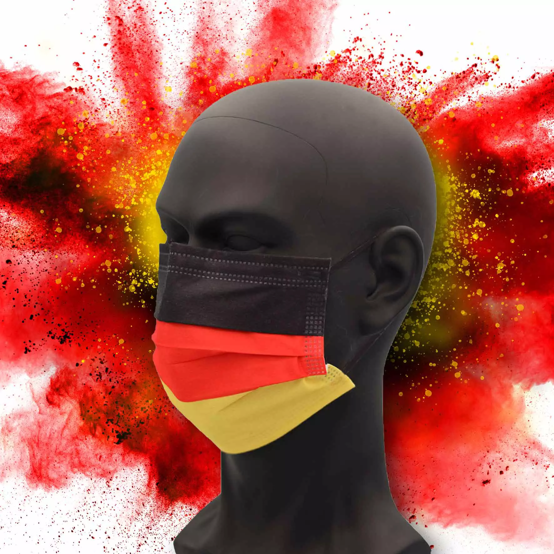 Deutschland Mundschutz, farbige OP-Maske, schwarz-rot-gold, Typ IIR, 3-Lagig, latexfrei, 50 Stück, Einwegmaske, Medizinischer Mundschutz, MNS, Mund-Nasenschutz, Einmalmaske, Schutzmaske, Med-Comfort Deutschland Mundschutz, farbige OP-Maske, schwarz-rot-gold, Typ IIR, 3-Lagig, latexfrei, 50 Stück, Einwegmaske, Medizinischer Mundschutz, MNS, Mund-Nasenschutz, Einmalmaske, Schutzmaske, Med-Comfort