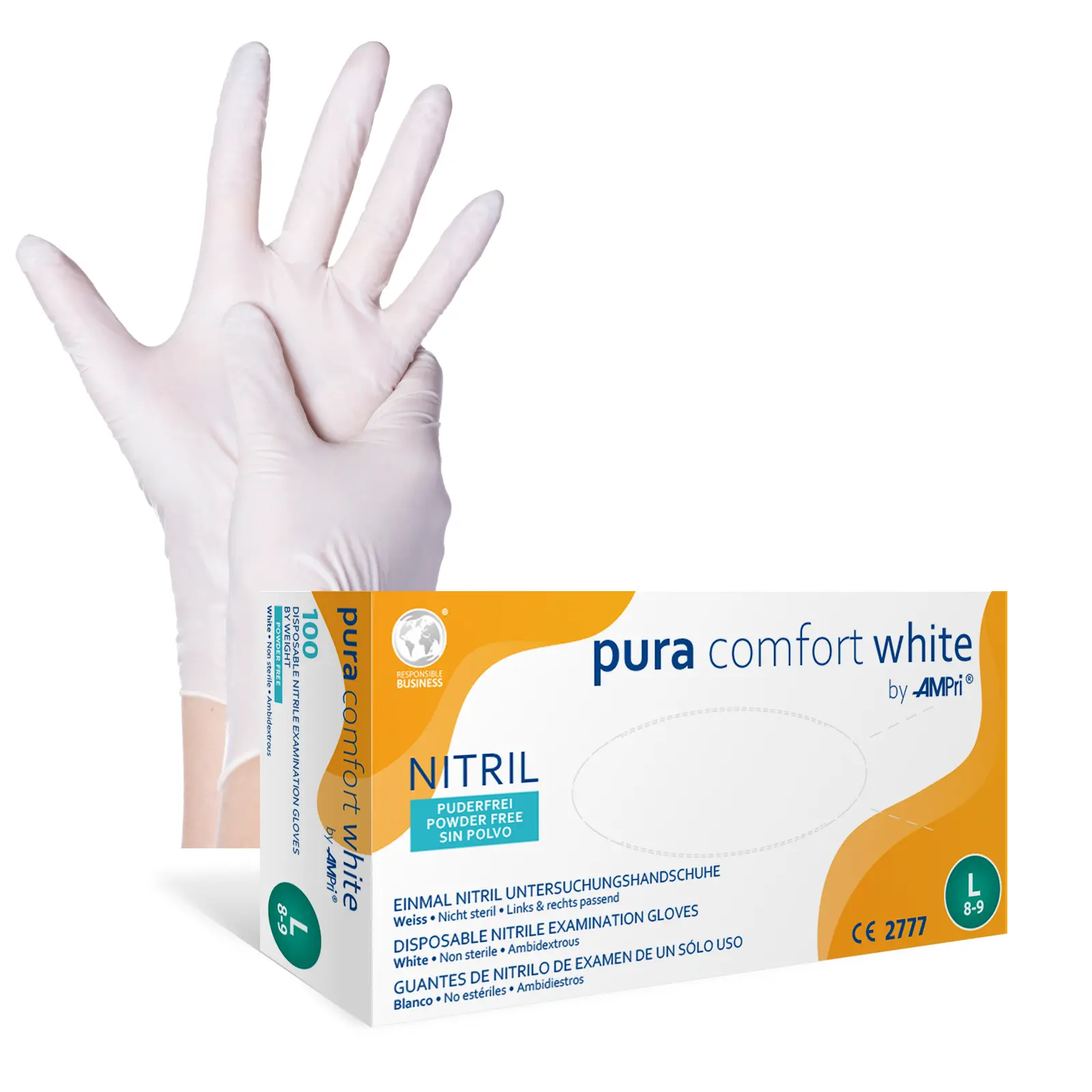 Einmalhandschuhe, Nitril Handschuhe, weiß, puderfrei, 100 Stück, Größe XS, Pura Comfort Einmalhandschuhe, Nitril Handschuhe, weiß, puderfrei, 100 Stück, Größe XS, Pura Comfort