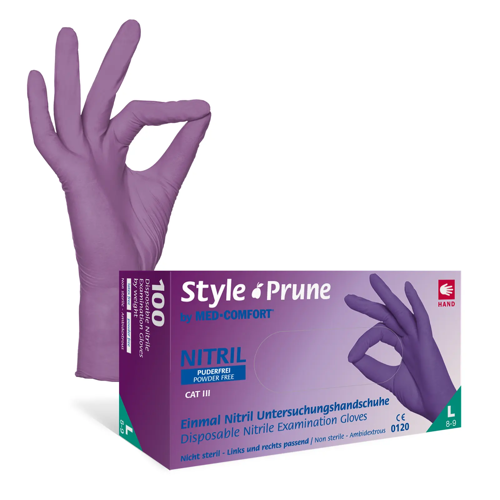 Einmalhandschuhe, Nitril Handschuhe, dunkellila, puderfrei, 100 Stück, Größe L, Violetta, Style by Med-Comfort Einmalhandschuhe, Nitril Handschuhe, dunkellila, puderfrei, 100 Stück, Größe L, Violetta, Style by Med-Comfort